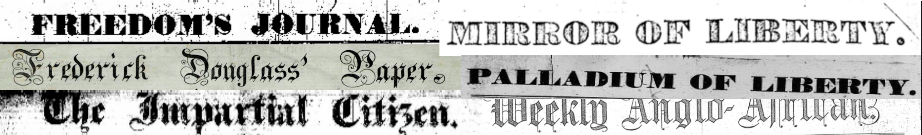 Collage of Early Black Press Mastheads